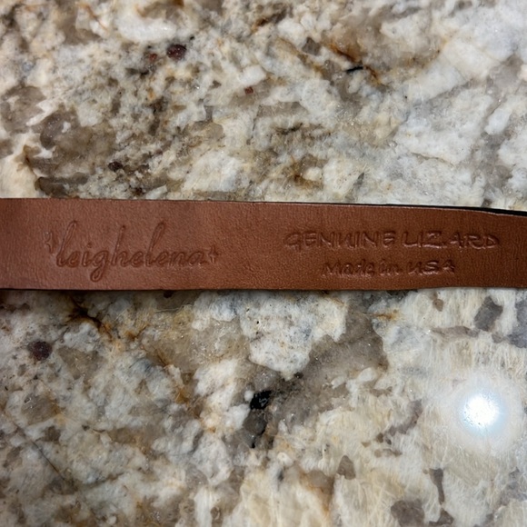 Leighelena Silver Double Jigsaw Beige Marked Lizard Bracelet - Picture 9 of 10